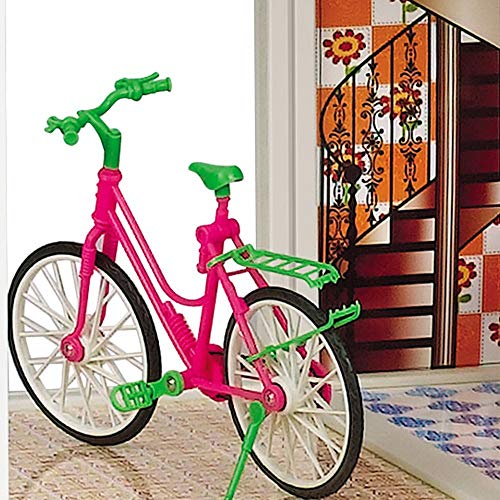 BETTINA 39\'\' Large Plastic & Hard Cardboard Doll House with Sofas, Bicycle,Vanity, Big Playhouse Set with Dollhouse Furniture, Pink - Thumbnail 6