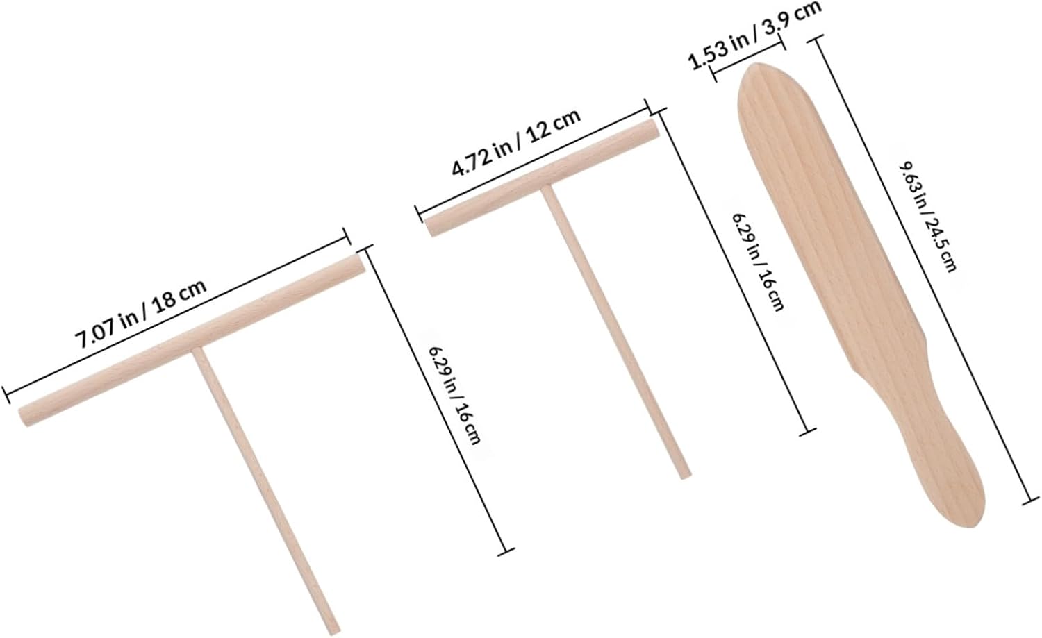 ABOOFAN 3pcs Pancake Tool Set T-shaped Spreader Wooden Spatula for Easy Crepe Making Nonstick for Home Cooking