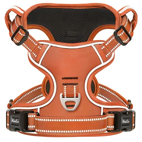 Image of HEELE Dog Harness for Small Dogs No Pull Dog Vest Harness for Small Dog with Soft Padded Handle Reflective for Outdoor Training, Pumpkin Orange, S