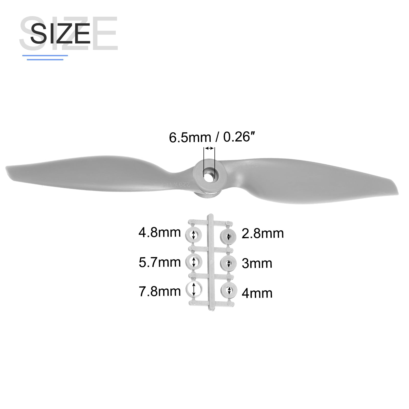 MECCANIXITY 5Pcs 10x5 Inch Propeller RC Propellers 2-Vane Blades Props Gray with Adapter Rings for RC Airplane Aircraft Prop Replacement