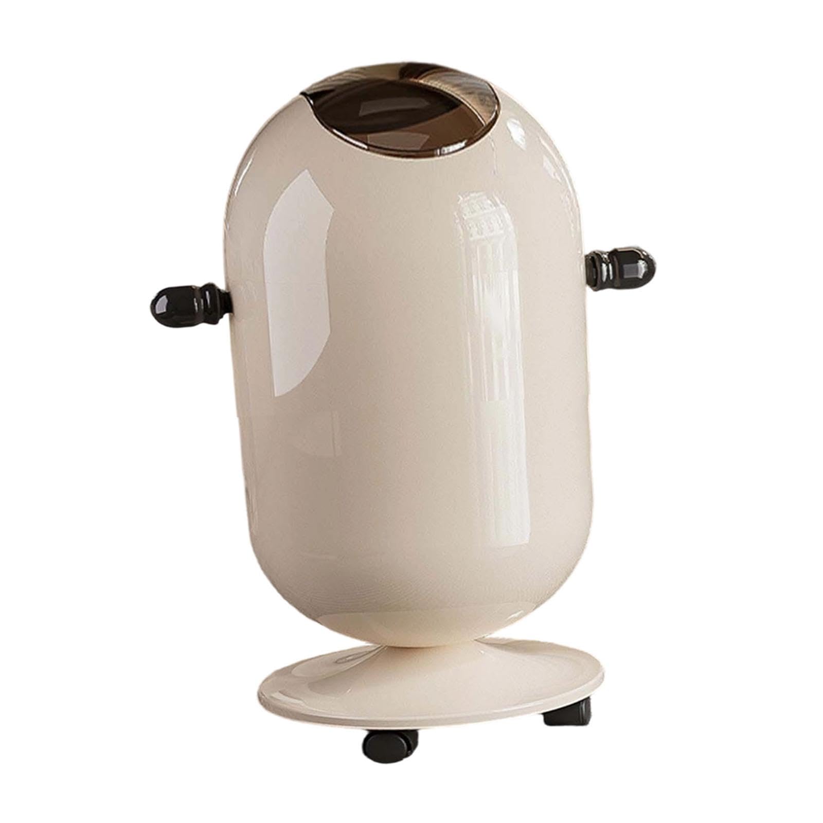 Cubo de Basura Alto con Ruedas Y Doble Cubeta, Papelera de Gran Capacidad, Contenedor de Basura Multifuncional de PP, Asa Ergonómica, 15l Blanco Lechoso, Individual