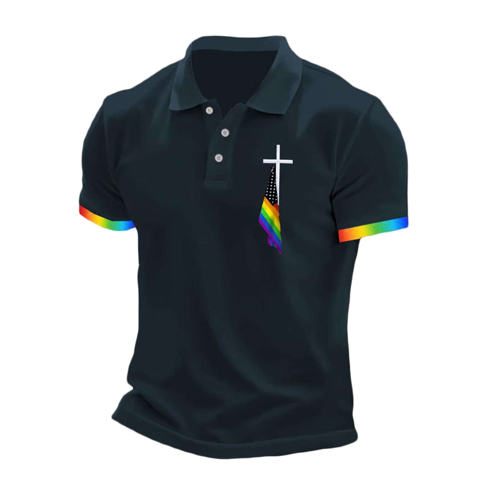 Polo de golf homme noir décontracté à rayures chic - 4