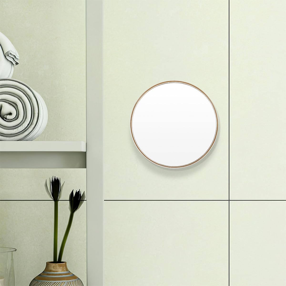 Tofficu Espejo de Aumento Portátil 30x con Ventosa para Montaje sin Taladro, Espejo de Maquillaje Redondo de Plástico y Vidrio para Baño y Viaje