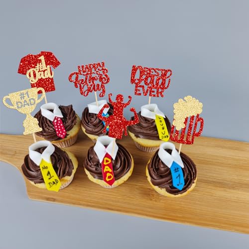 Adornos para cupcakes del Día del Padre pack de 24 piezas para personalizar pasteles de regalo 6