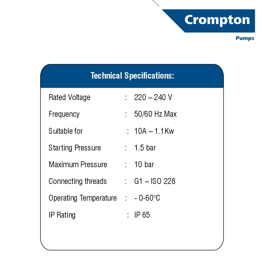 Image of Crompton Water Pump AB-15I (Automatic Pump Controller) Pipe Leakage Detection | Anti Jam Sensor | Dry Run Protection | Dry Run Auto Restart | Suitable with any Surface Pump upto 1.5 HP