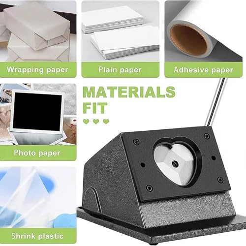 Perforadora de papel en forma de corazón, cortador manual resistente para manualidades, insignias, imanes de nevera, llaveros, 57 mm x 53 mm