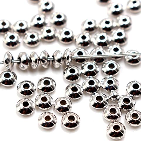 40pcs Genuine 925 Sterling Seamless Silver Saucer Rondelle Beads Spacer for Jewelry Making Findings Platinum Plated (2 * 4mm) Cover