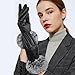 Tavaleu Womens Leather Gloves,Winter Black PU Leather Gloves for Women Touchscreen Fur Cuff Warm Soft Driving Texting Glove