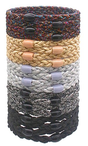 Fashion & Lifestyle 20 Pack Large Hair Ties Pony Ponytail Holders - Thick Solid Stretchy Elastic Hair Bands Boutique Woven Ropes for Girls Women and Ladies, Glittering