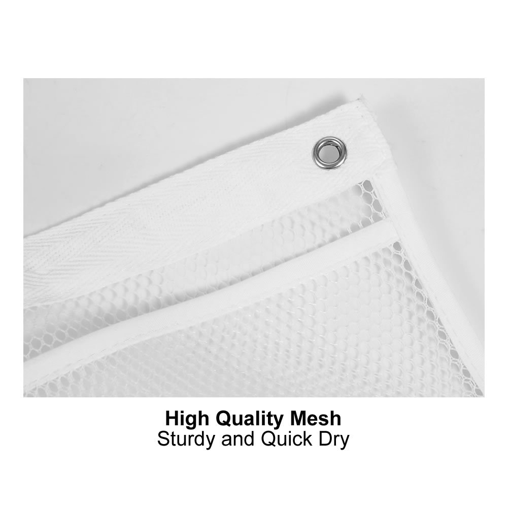 2 Pack Hanging Mesh Shower Caddy Organizer with 6 Pockets, Shower Curtain Rod/Liner Hooks Bathroom Wall Door Organization, Dorm Space Saving, Bathroom Accessories, Bath Toy Organizer Kids with 4 Rings 4