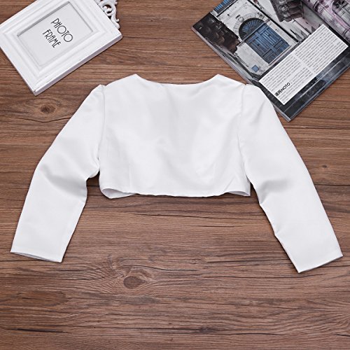 Kids Girls Long Sleeves Stain Flower Bolero Bridesmaid Wedding Pageant Formal Event Cardigan Dress Cover up4