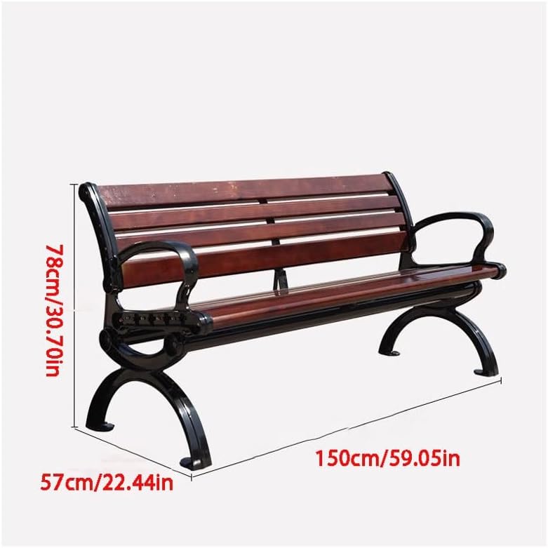 Patio Benches for Outdoors Park Chair Outdoor Bench Courtyard Double Backrest Plastic Wood Leisure Seat Iron Art Garden Benches for Outdoors