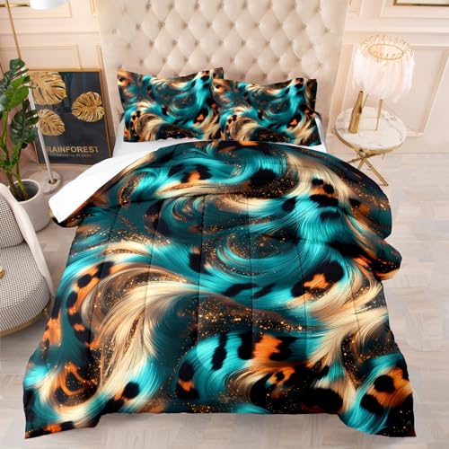 Relleno Nordico Cama 180 Azul Naranja Relleno Nordico 4 Estaciones Cómodo Transpirable Duvet con Fundas de Almohada Edredon Cama 180 Suave Lavable Edredón Nórdico 228x228 cm