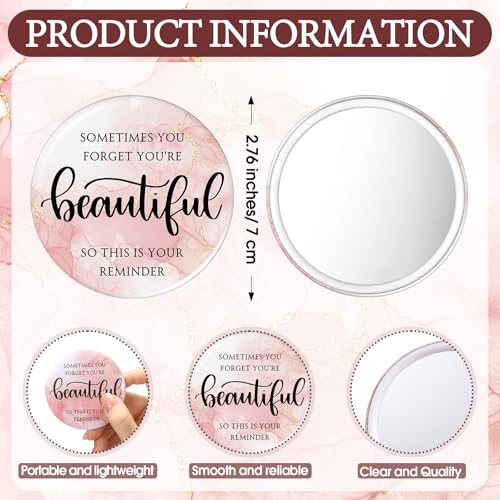 Set 25 espejos compactos redondos rosas para maquillaje miniatura 2
