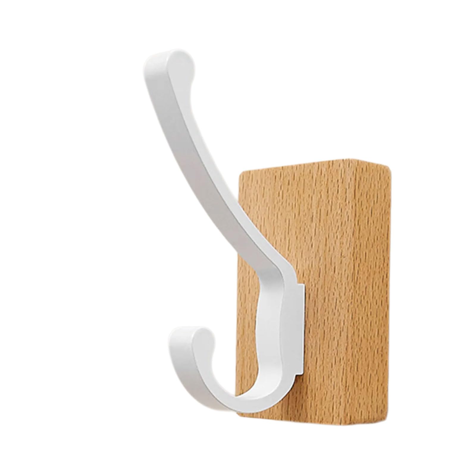 Hsioluted White Space Saving Adhesive Hook For Bathroom Door Back Natural Walnuts Wood Drillless Installation For Hanging Items Bathroom Hook
