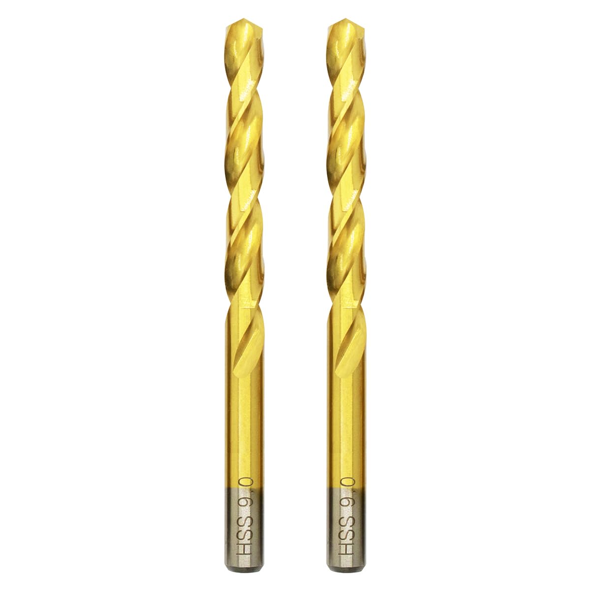 HSS-TiN Drill Bit 9.0mm x 125mm x 2pcs Titanium Coated Twist Drill Bits for Metal, Stainless Steel, Non Ferrous, Cast Iron, Wood