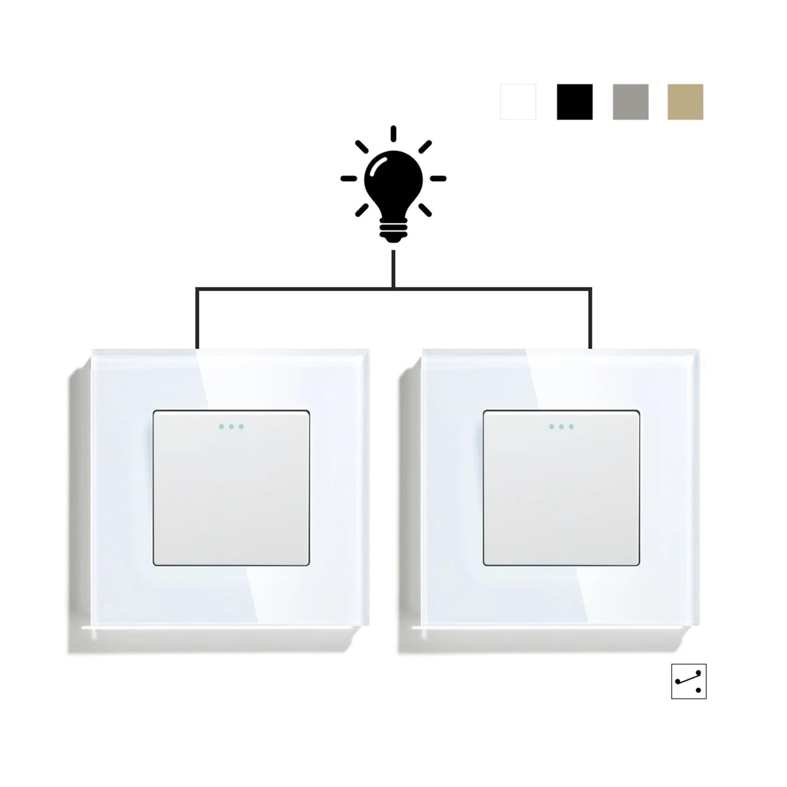 Interruptores de Pared de Dos vías, interruptores mecánicos de Encendido/Apagado for escaleras, pasillos y Paredes de Cristal. Interruptor basculante estándar (Paquete de 2).(1Gang Black)