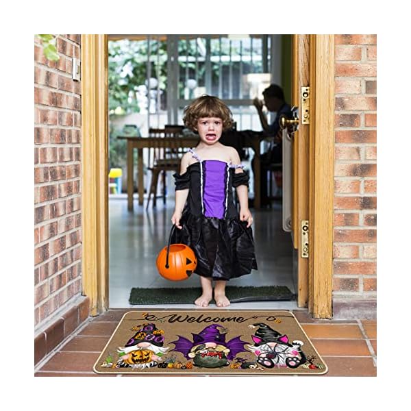   Halloween-Gnome-Doormat-Holiday-Decoration-Welcome-Door-Mat-Rubber-Backing-Front-Porch-Rugs-Entrance-Floor-Mat-Boo-Bat-Pumpkin-Home-Decor-Carpet-Indoor-and-Outdoor-29-x-17-Inch-Gnome