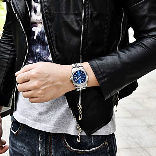 HaiQin Pagani Design Automatic Mens Watches Luxury Two Tone Stainless Steel Waterproof Wrist Watch for Men Casual Analogue Mechanical Wristwatch (Blue) - Image 6