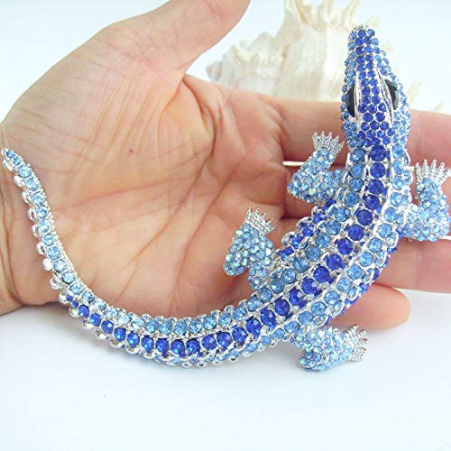 Image of 4.13 inch Alligator Crocodile Brooch Pin Pendant Austrian Crystal BZ5009
