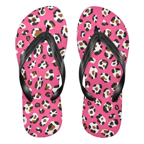 Leopard Brown Pink Flip Flop Beach Summer Casual Sandal for Women & Men Shower Shoes 20861790