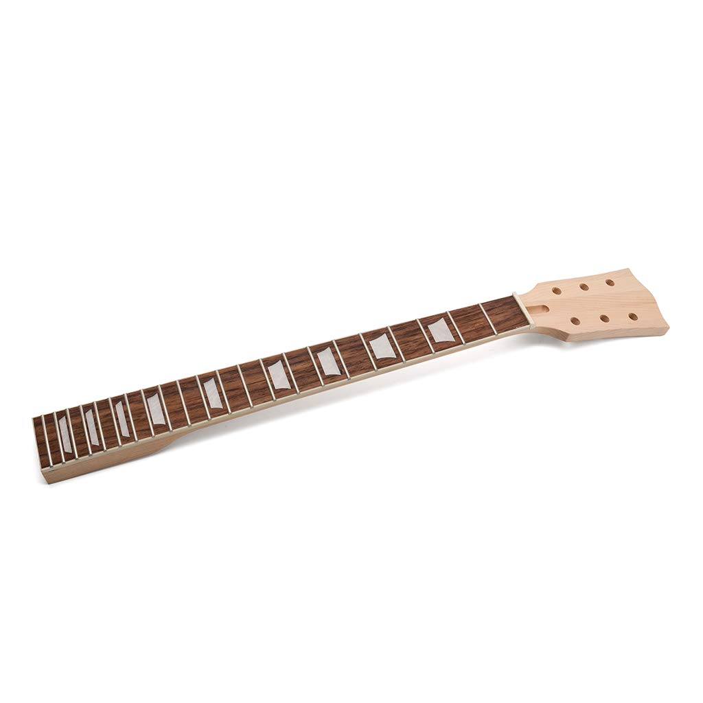 Alnicov - Manico di ricambio per chitarra, fai da te, 22 tasti, in acero, con tastiera in palissandro, intarsi trapezoidali bianchi, ricambio per chitarre Gibson LP
