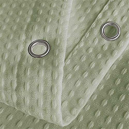 Lindong Premium Waffle Fabric Shower Curtain, 240 x 200 cm, Water-Repellent, Anti-Mould, Bathroom Curtain, Green, 180 x 200 cm - Image 4