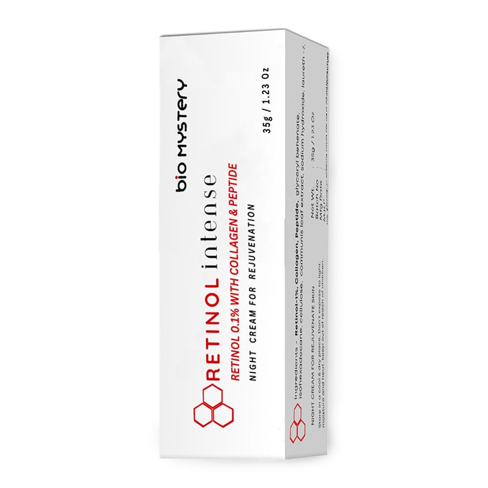 Bio Mystery Retinol 0.1 Intense Cream With Collagen & Peptide Vitamin A Fine Lines, Sun Spots, Anti-Aging (35 Gram / 1.23 Oz)