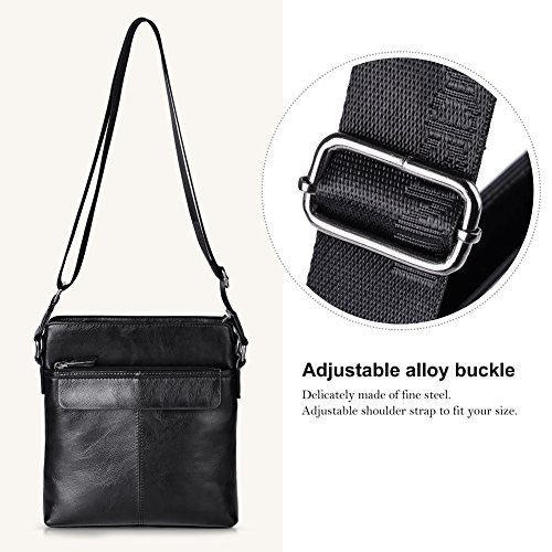 VBG VBIGER Men's Shoulder Bag Cross Body Messenger Bag Pu Leather Business Briefcase (Black) - Thumbnail 5