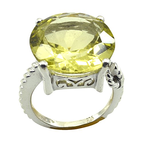 Bague de promesse argent et quartz citron rond Pierre véritable - 4