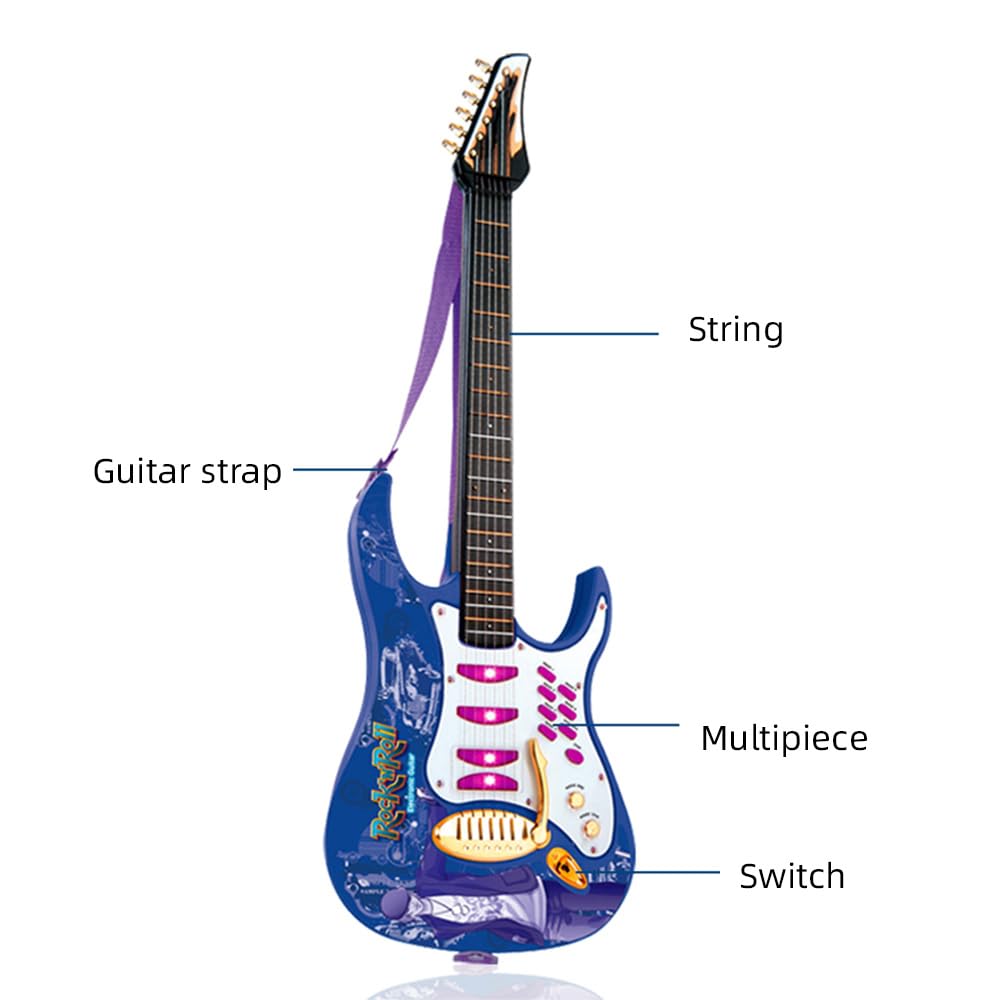 HUIOP Set musicale per chitarra Kit strumenti musicali multifunzione Volume regolabile Manopole chiuse Chitarra elettrica con amplificatore microfono