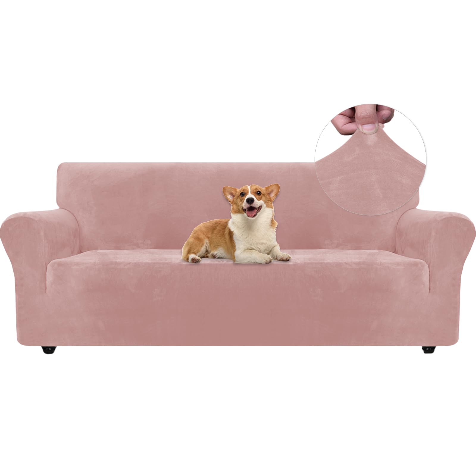 Ystyle Copridivano Velluto, Copridivano 3 Posti Con Braccioli, Copridivano Antigraffio Gatto, Copri Divano Elasticizzato, Universale Copridivani Antimacchia Lavabile Antiscivolo, Rosa