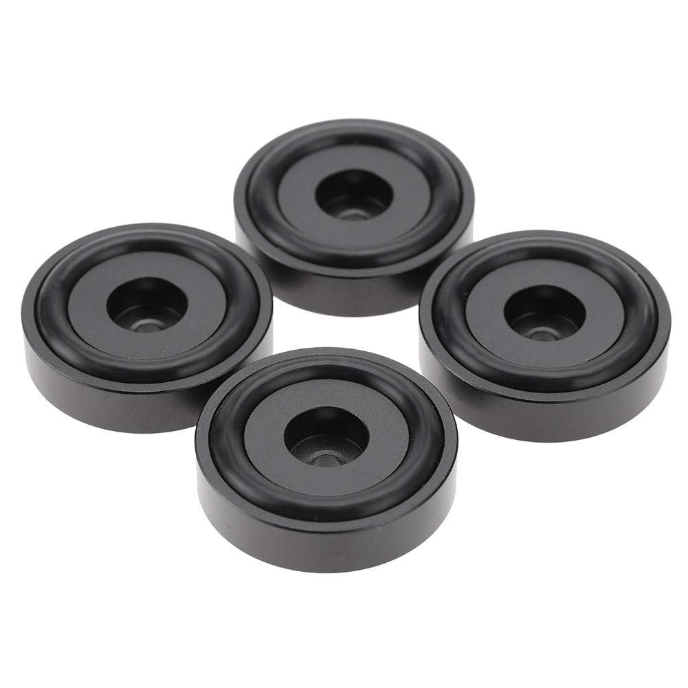 Garsent 4 szt. podkładki do wzmacniaczy, 40 x 10 mm, stop aluminium, uniwersalne, miedziane, kolce, podkładki, izolacja, piaskowanie, wzmacniacz, podkładki, stopy, czarne, 4 szt