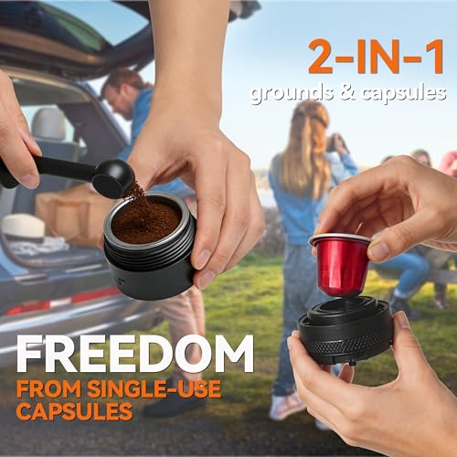 Portable Coffee Maker Electric Espresso Machine, 20 Bar Coffee Espresso Maker for Travel Self-Heating, Battery Powered with USB-C, 7800mAh, 2-IN-1 for Ground Coffee & NS Capsule, for Hiking, Office,RV - image 7
