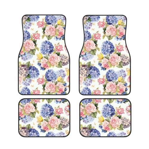 Alfombrillas antideslizantes para coche de neopreno lavables hortensia rosa