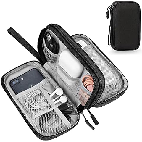 BLOCE Travel Cord Organizer, Electronic Organizer, Travel Cable Organizer, Portable Waterproof Double Layers Tech Organizer for Cable, Cord, Charger, Phone, Earphone (Black, M) Cover