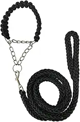 Guia Coleira Unificada Artesanal Super Resistente Cachorro Grande Médio Porte Enforcador Reforçado(Preto,G)