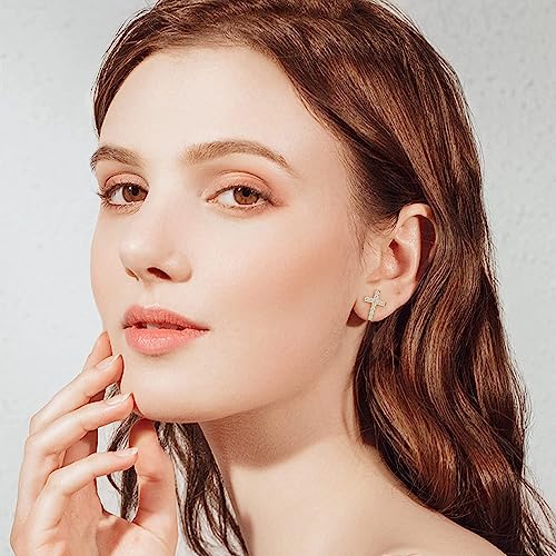 Sterling Silver Cross Earrings for Women Tiny Cross Stud Earrings for Men Gold Cross Earrings Stud Diamond Cross Earrings for Women3