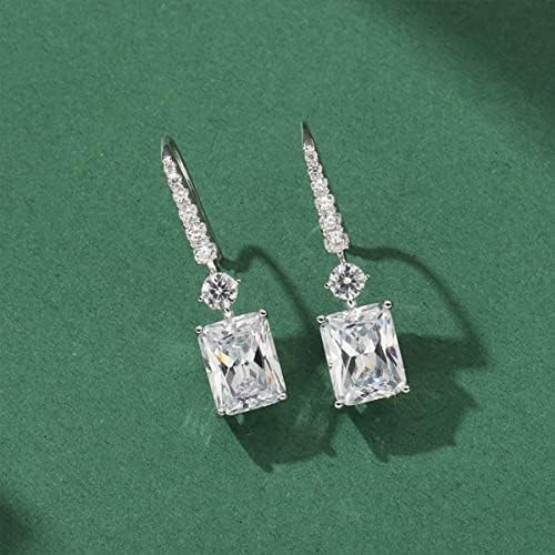 SNORSO Dangle Drop Earrings for Women, Hypoallergenic White Gold Plated Hook Earrings with Halo Cubic Zirconia, Wedding Bridal Bridemaid Birthday Gift