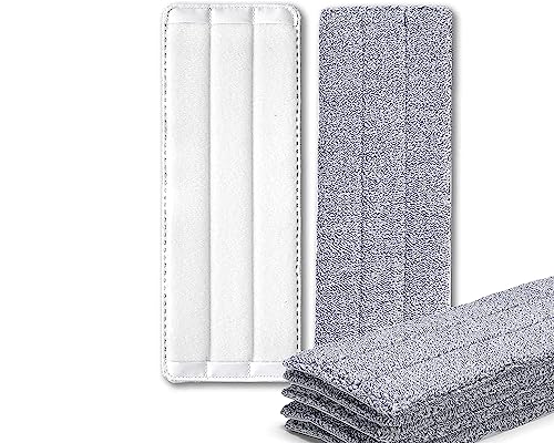 Mop Pads, 5 Stück Mop Microfaser Reinigung Pads, Doppelpack Wischmopp Bezug für Wischmopp Klapphalter, für Zuhause, BüRo, Hartholz, Marmor, Fliesen (33 x 12 cm)