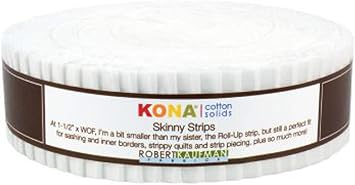 Robert Kaufman SS-102-40 40 Piece Skinny Strips Kona Cotton Solid Fabric, White , Ash