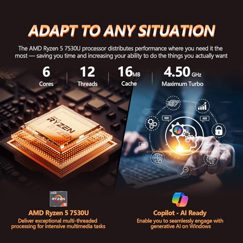 Image of HP 2025 17 Inch Laptop Touchscreen, 17.3 Touch Screen Business Laptop PC, AMD Ryzen 5(6-Cores), 64GB RAM 1.5TB Storage (1TB SSD+512GB PSSD)|Windows 11 Pro Laptop Lifetime Office|Copilot AI|Number Pad