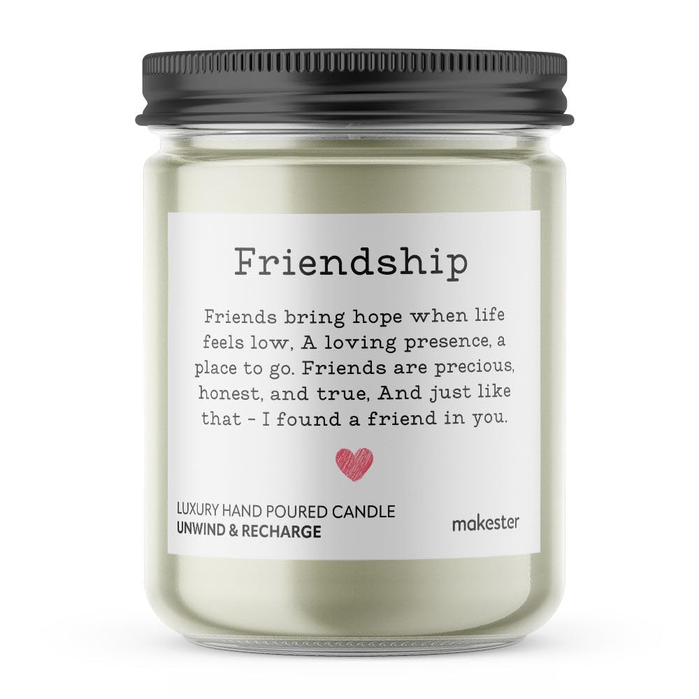 Sentimental Friendship Gifts - Luxury Soy Wax Candle - Vanilla, Jasmine, Sugared Almond - Makester, White - Image 2
