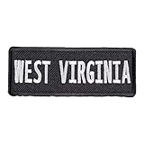 PatchStop State of West Virginia Iron On Patches for Clothing | Sew On Motorcycle Patch for Jackets Backpacks Luggage Suitcase | Black and White 3.25x1.25in Embroidered United States DIY Applique