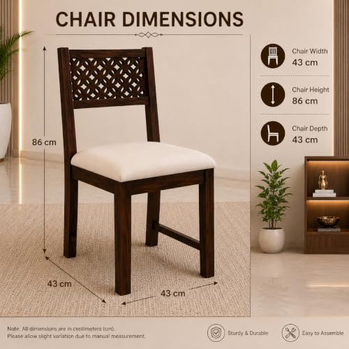 Image of Sheesham Wood 4 Seater Dining Table Set for Living Room Walnut Finish Solid Wood Dining Table Set with 4 Chairs Furniture for Home