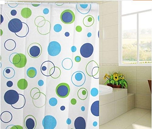 Thick Waterproof Mouldproof PEVA Shower Curtain With Green Circles,72X80inch(180x200CM)