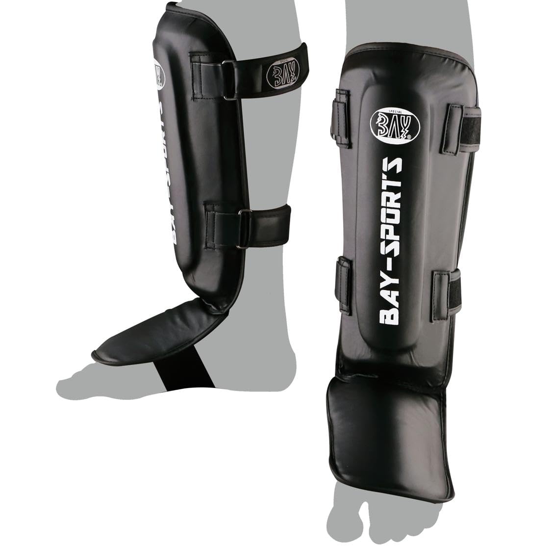 BAY Thai TECH Spann-Schienbeinschutz Leder, Muay Thai, MMA, K1, K-1, TKD, Thaiboxen, Krav MAGA, schwarz, XS-S-M-L-XL- XXL, Kickboxen Kick-Boxen Taekwondo Tae Kwon Do Ristschutz