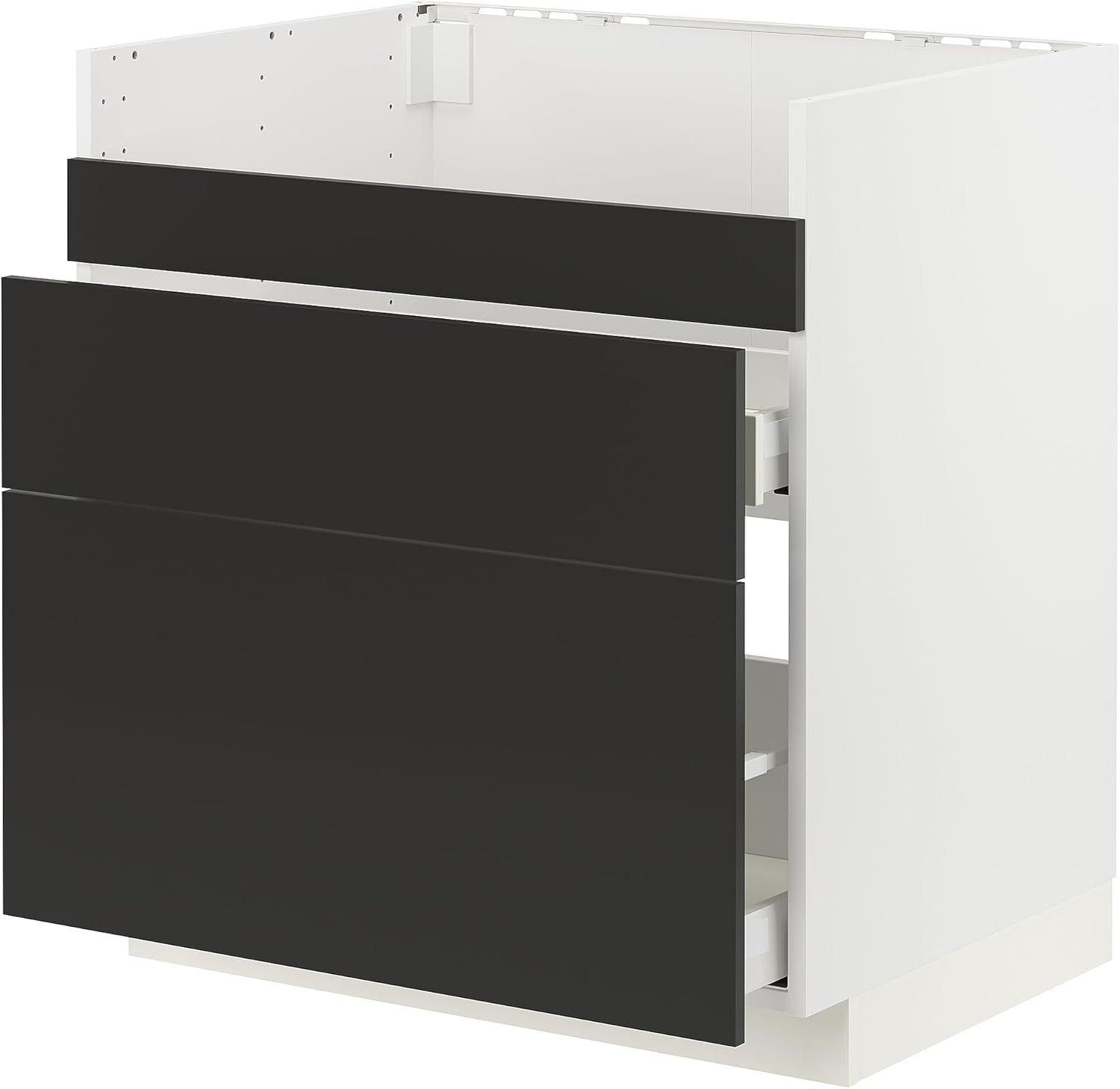 METOD/MAXIMERA Base cb f HAVSEN snk/3 frnts/2 drws, white/Nickebo matt anthracite, 80x60 cm