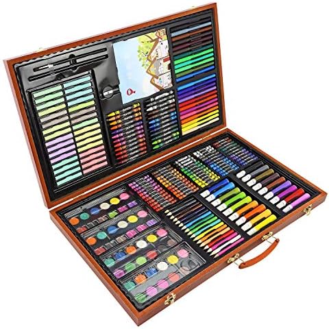 ArtBoss 258pc Wooden Box Artist Set Deluxe Art Oil Pencils Pens Markers Paints Crayons - Perfect for beginners or budding artists Kids Children's Adults Cover