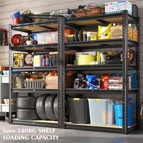 Image of JD FRESH 4-Tier Extra Large Metal Shelf Rack /60x36x18 Inch Adjustable Boltless Shelving Unit /Heavy Duty Display Rack Organizer for Garage /Kitchen /Warehouse /Tool-Free Assembly and Rust-Resistant